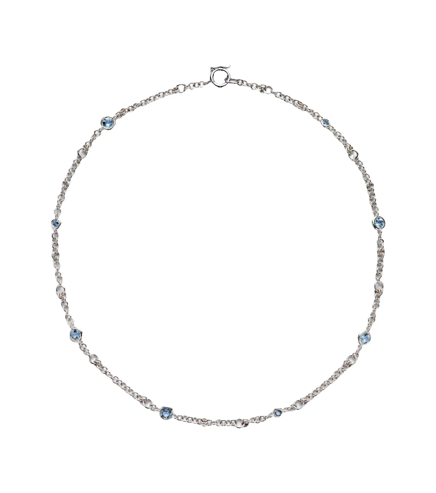 Gravity Estrella sterling silver necklace with aquamarines