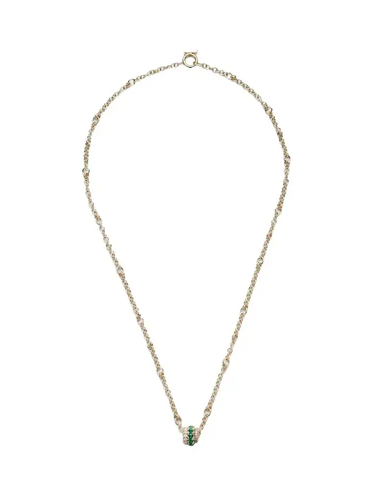 Gravity 18kt gold chain necklace with diamond and emerald