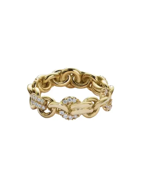 Fused Serpens Medium 18kt gold ring with diamonds