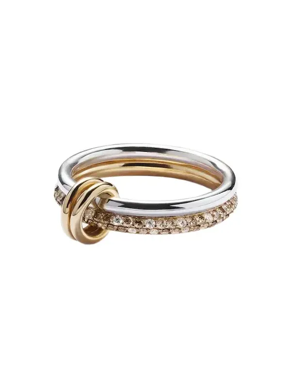 Virgo Petite 18kt gold and sterling silver ring with diamonds