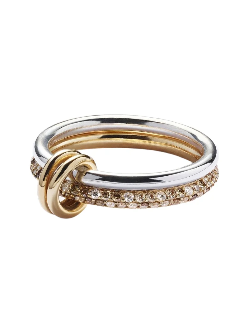 Virgo Petite 18kt gold and sterling silver ring with diamonds