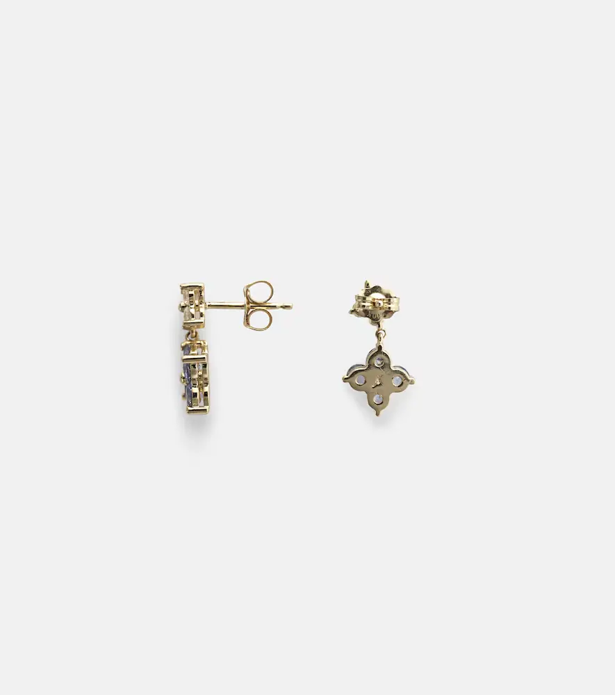 Stone and Strand Luckiest Clover 10kt gold earrings with sapphire and diamond | Thumbnail 2 Stone and Strand Luckiest Clover 10kt gold earrings with sapphire and diamond | Thumbnail 2