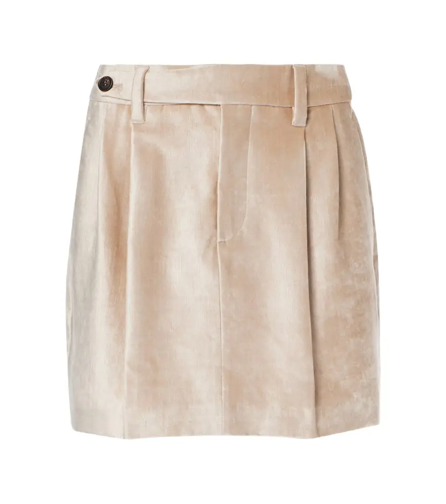 Brunello Cucinelli Cotton-blend velvet miniskirt | Image 1 Brunello Cucinelli Cotton-blend velvet miniskirt | Image 1