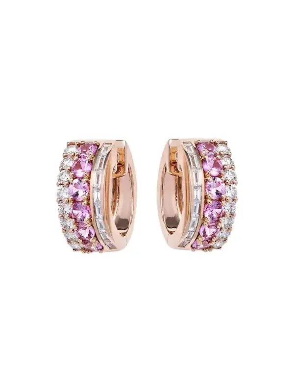Lola 18kt rose gold hoop earrings with diamonds and sapphires