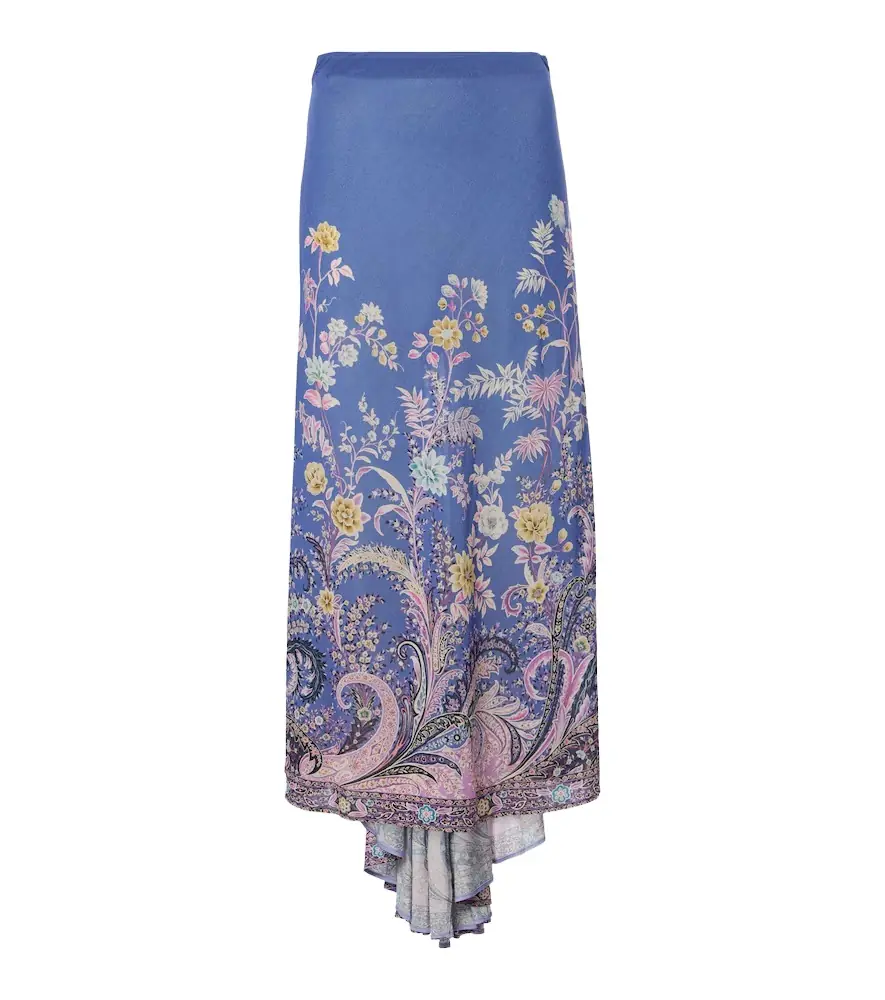 Etro Printed asymmetric maxi skirt