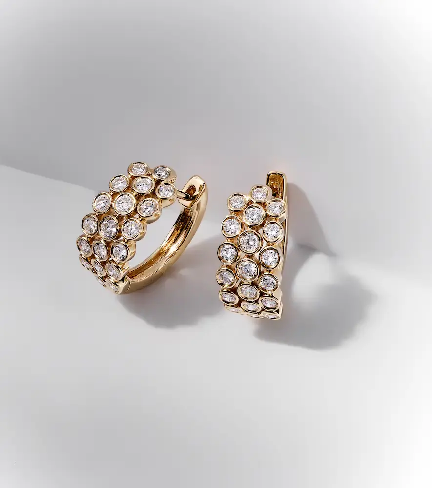 Anita Ko 3 Row 18kt gold hoop earrings with diamonds | Thumbnail 3