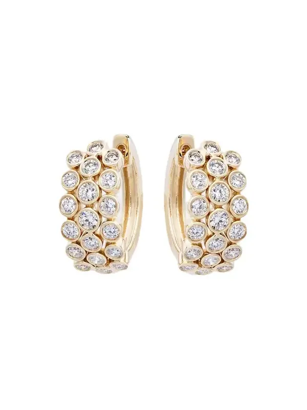 3 Row 18kt gold hoop earrings with diamonds 3 Row 18kt gold hoop earrings with diamonds