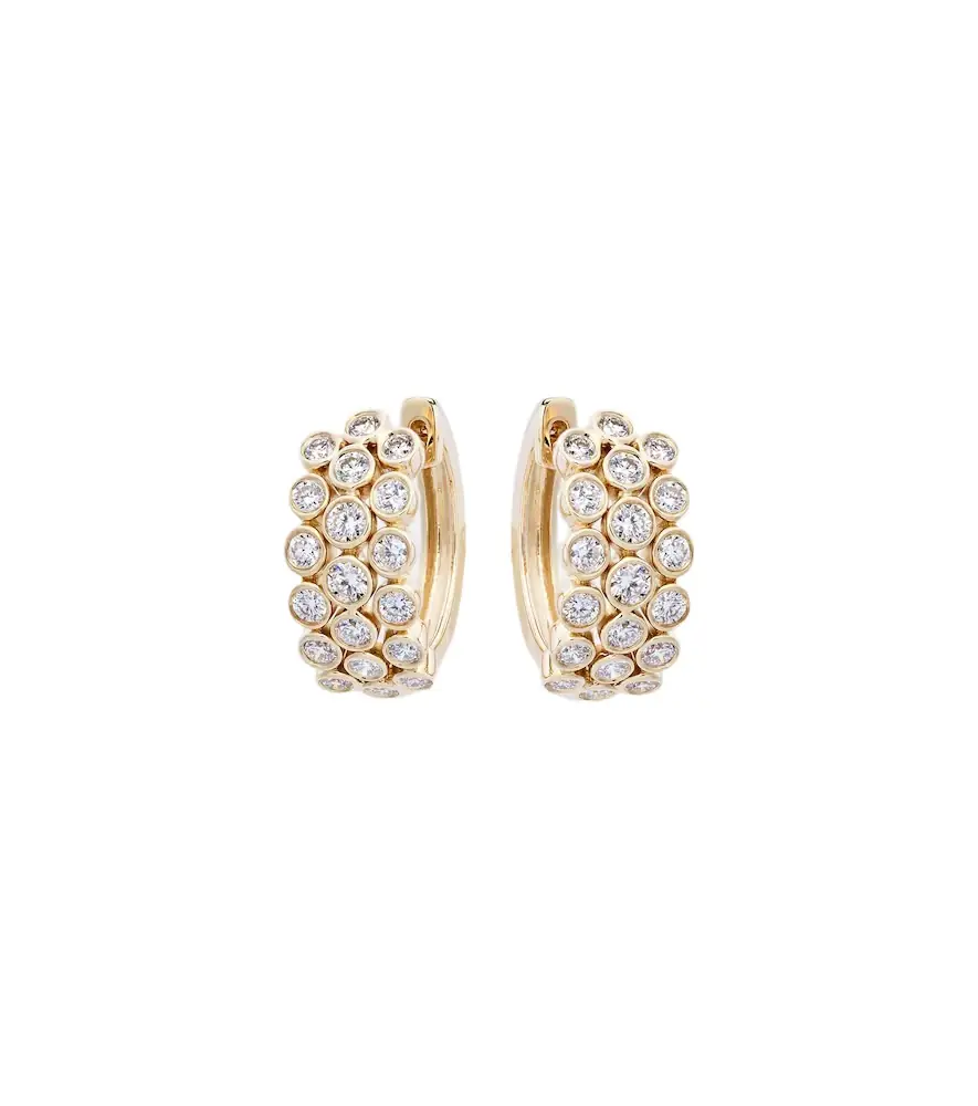 3 Row 18kt gold hoop earrings with diamonds 3 Row 18kt gold hoop earrings with diamonds