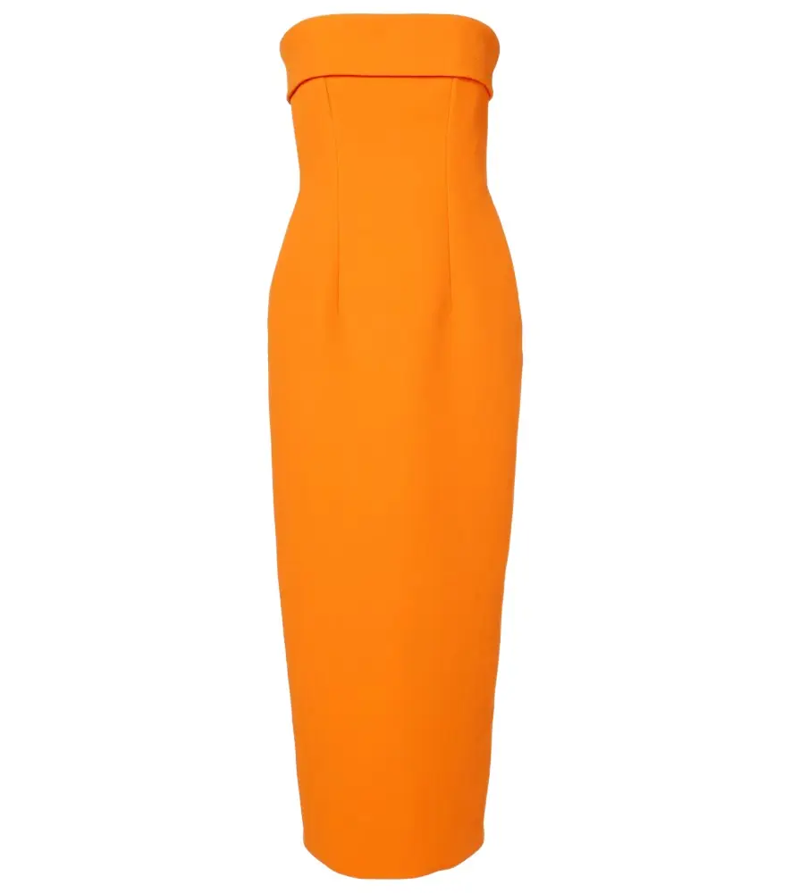 Emilia Wickstead Keeley strapless crêpe midi dress | Image 1 Emilia Wickstead Keeley strapless crêpe midi dress | Image 1