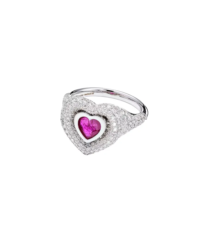 Kamyen Manaal 2.0 18kt white gold pinky ring with ruby and diamonds | Image 1 Kamyen Manaal 2.0 18kt white gold pinky ring with ruby and diamonds | Image 1