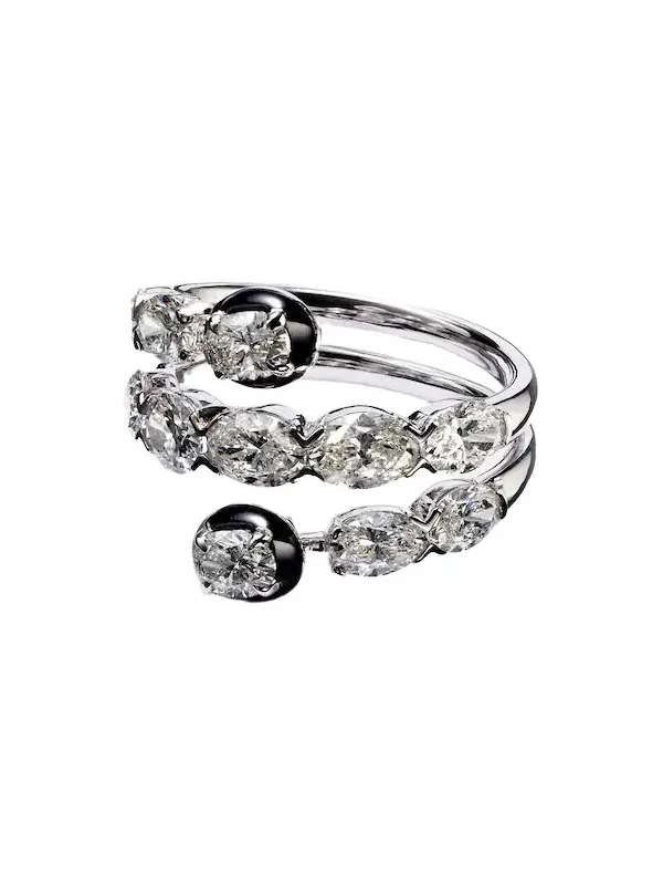 18kt white gold and enamel ring with diamonds