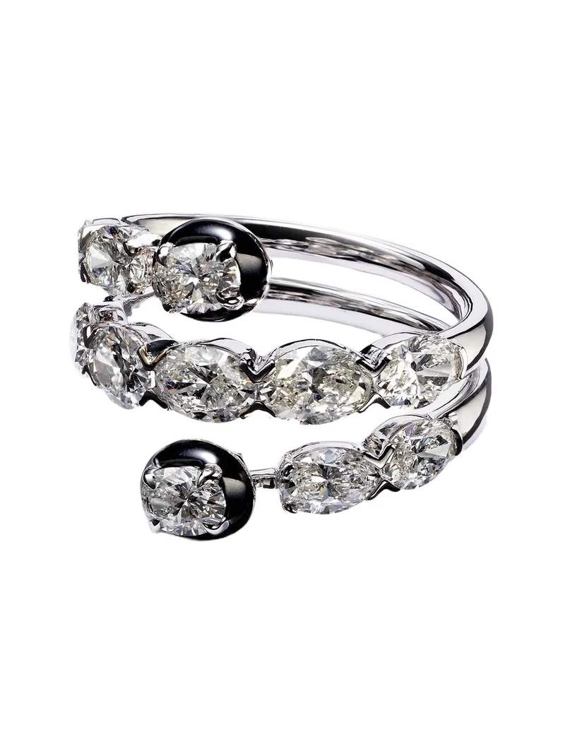18kt white gold and enamel ring with diamonds 18kt white gold and enamel ring with diamonds