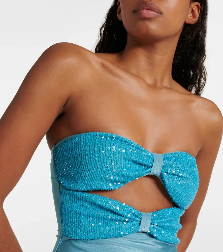 ADRIANA DEGREAS Sequined cutout strapless swimsuit | Thumbnail 4