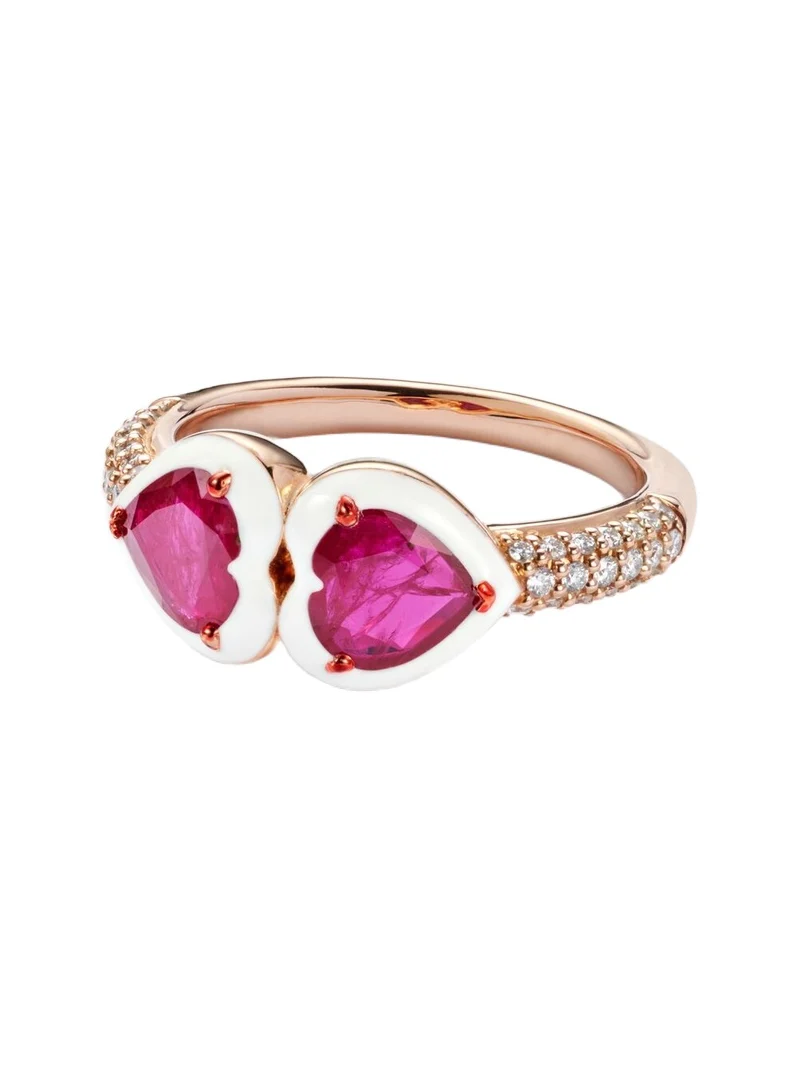 18kt rose gold ring with rubies and diamonds 18kt rose gold ring with rubies and diamonds
