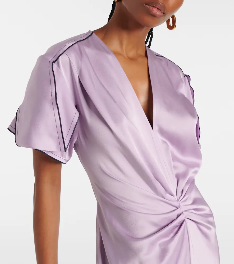 Victoria Beckham Gathered satin midi dress | Thumbnail 2