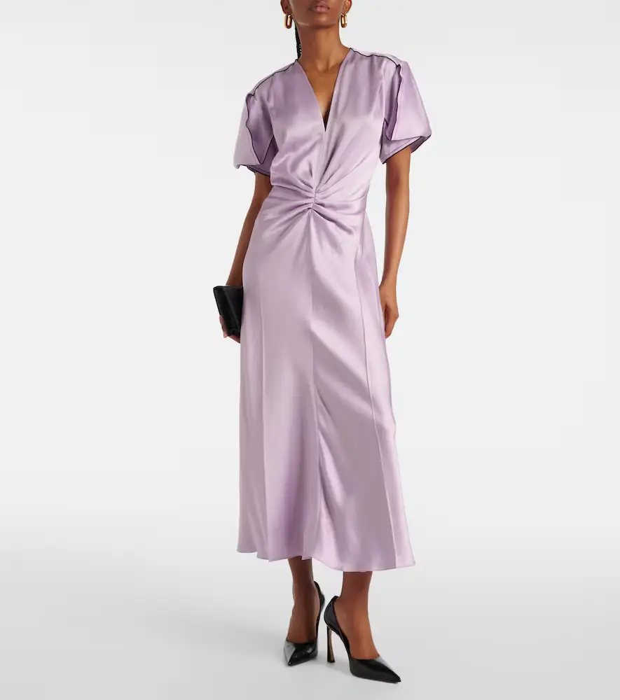 Victoria Beckham Gathered satin midi dress | Thumbnail 4