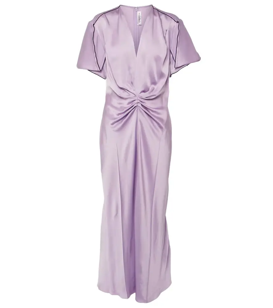 Victoria Beckham Gathered satin midi dress