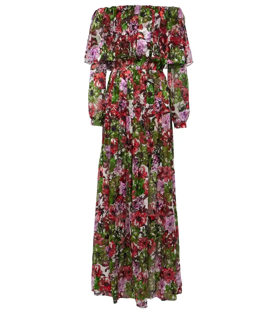 Costarellos Floria devoré silk-blend chiffon gown
