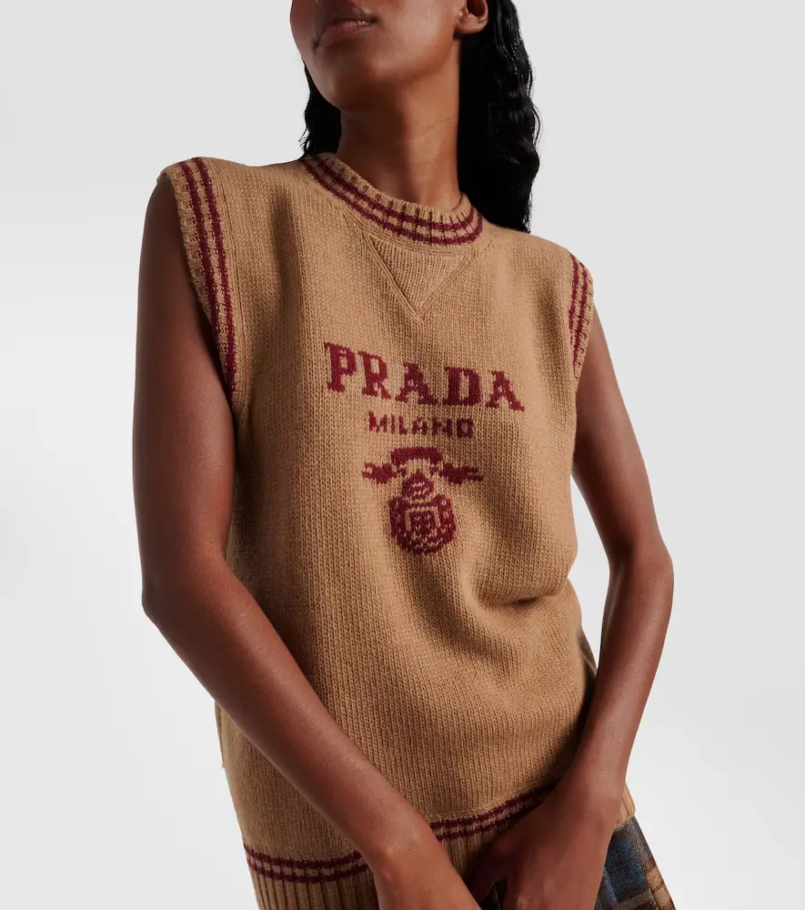 Prada Logo wool and cashmere sweater vest | Thumbnail 2