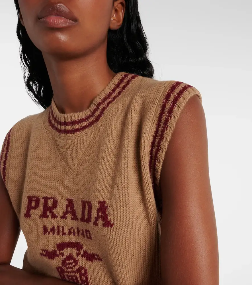 Prada Logo wool and cashmere sweater vest | Thumbnail 6