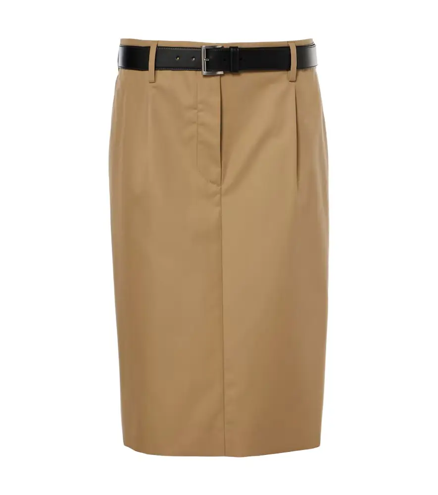 Prada Belted cotton twill pencil skirt | Image 1 Prada Belted cotton twill pencil skirt | Image 1