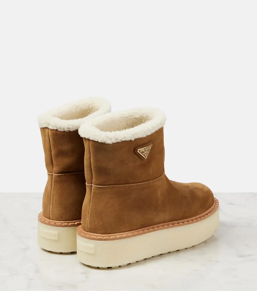 Prada Shearling-lined suede ankle boots | Thumbnail 3