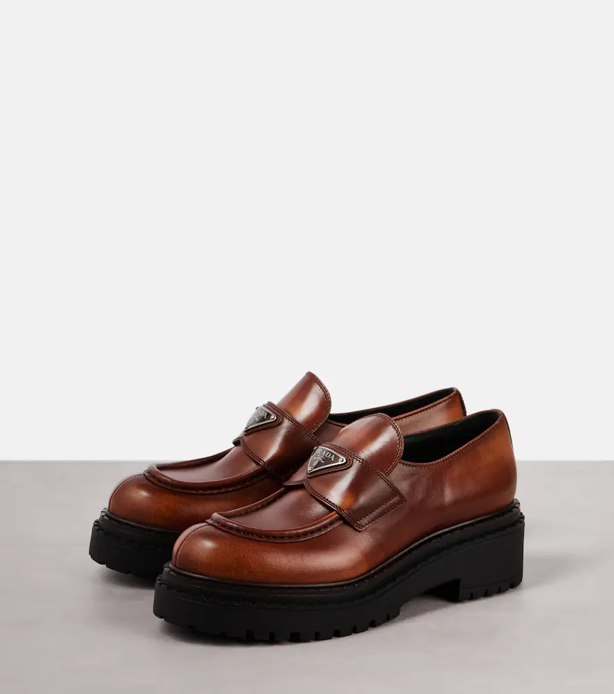 Prada Logo leather platform loafers | Thumbnail 3