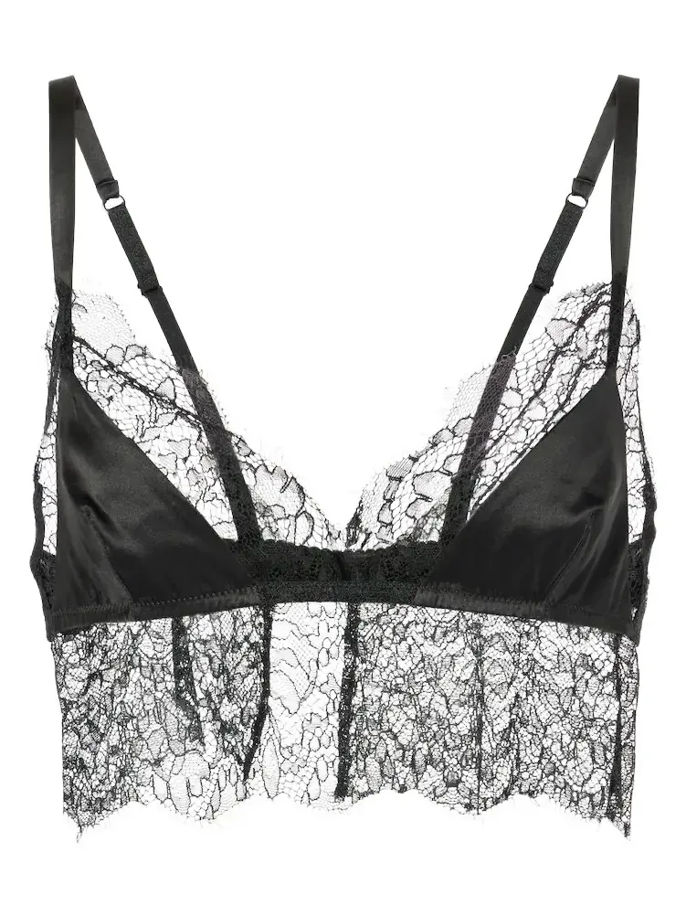 Lace-trimmed satin bralette