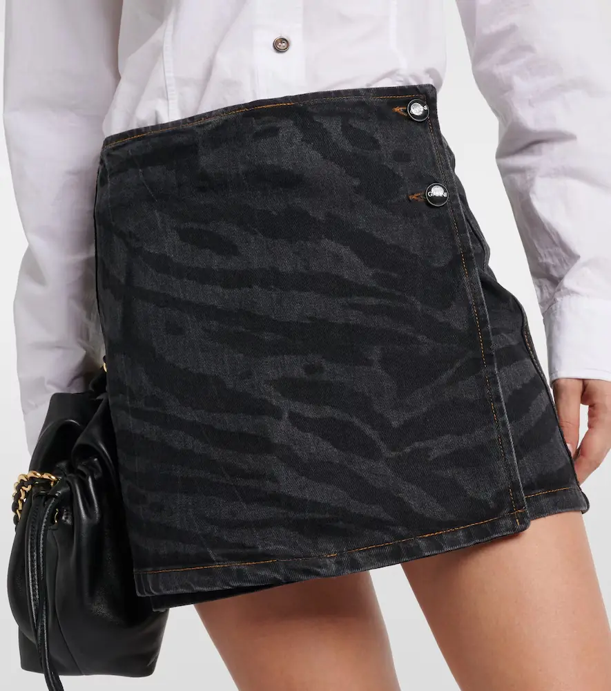 Ganni High-rise denim wrap skirt | Thumbnail 4