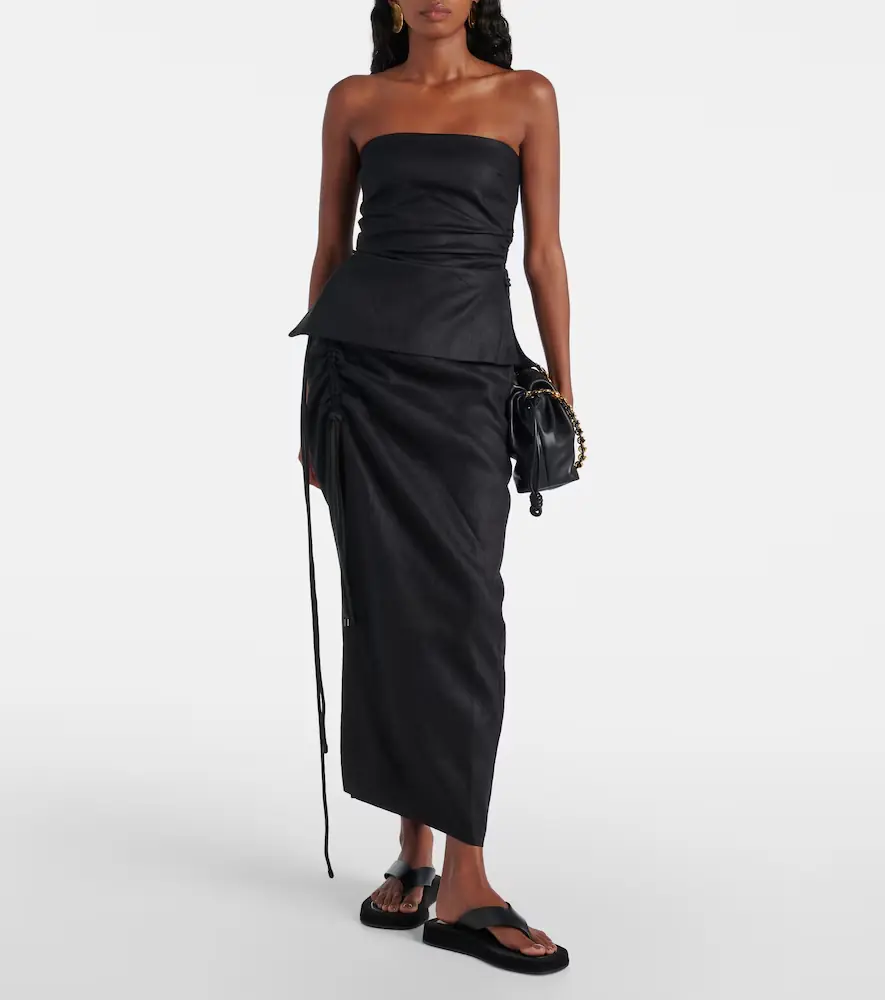 SIR. Josefina strapless linen top | Thumbnail 3
