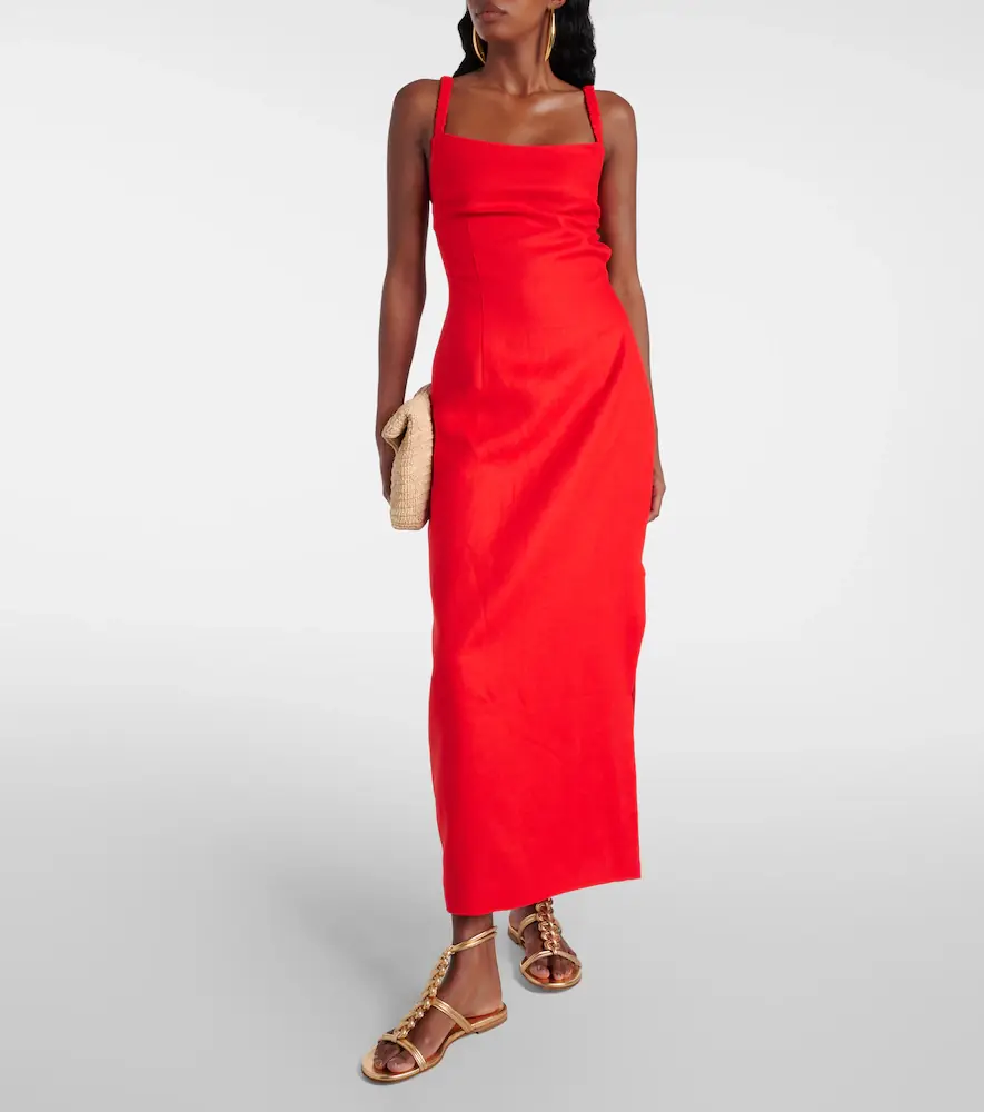SIR. Primrose ruched linen maxi dress | Thumbnail 2