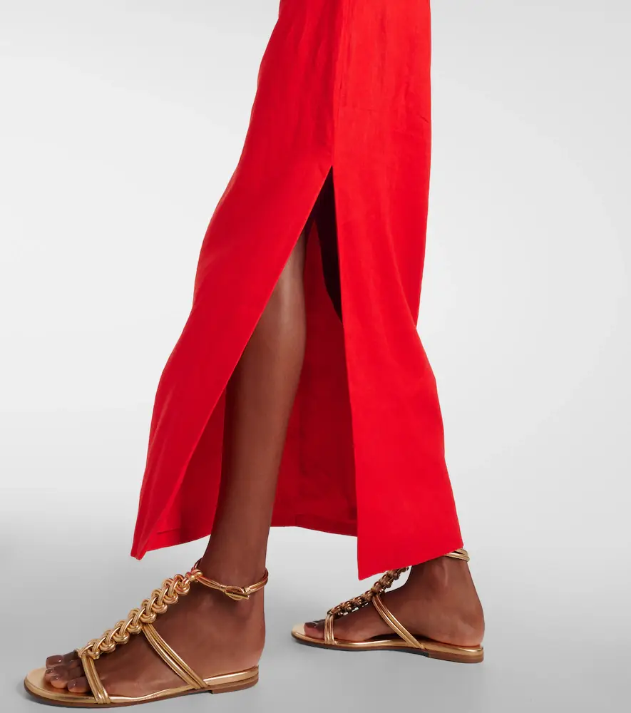 SIR. Primrose ruched linen maxi dress | Thumbnail 4
