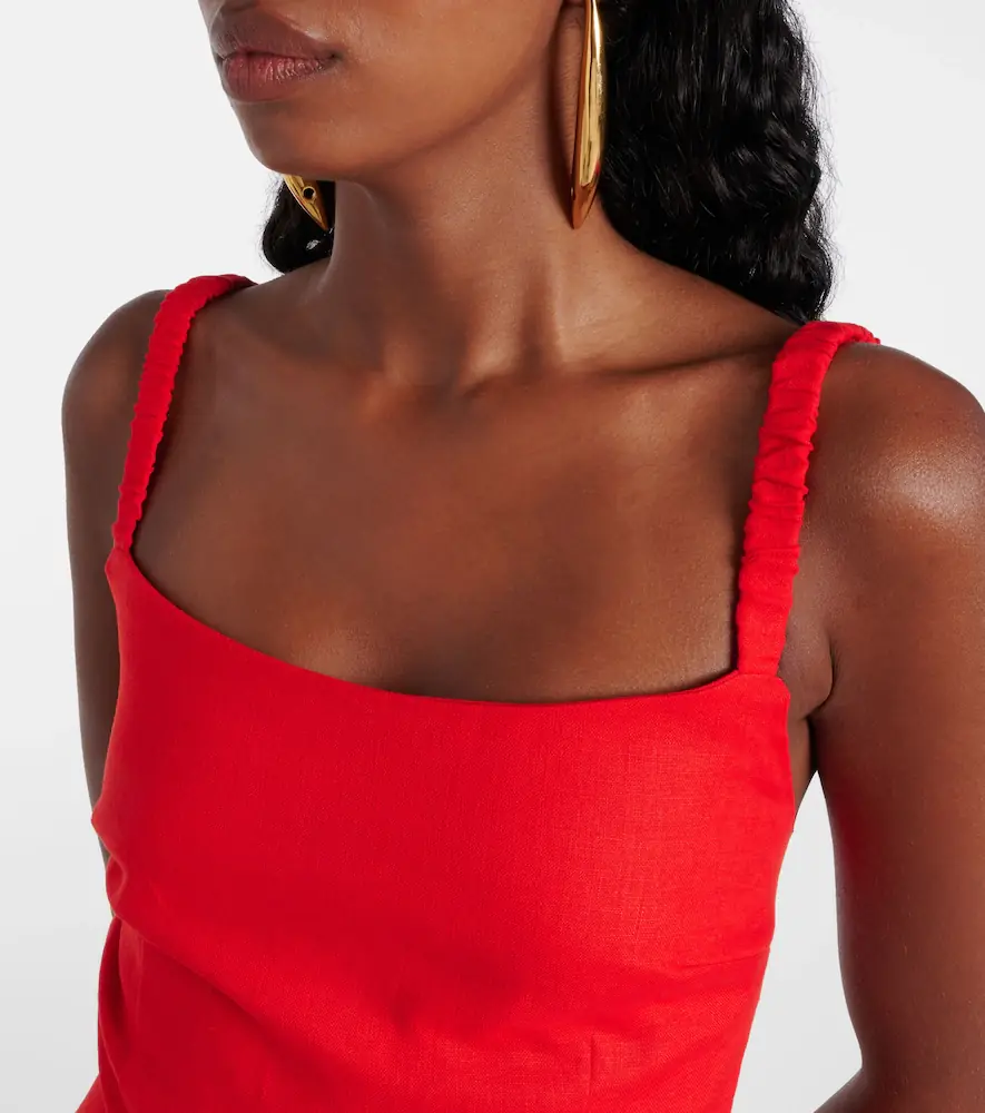 SIR. Primrose ruched linen maxi dress | Thumbnail 5