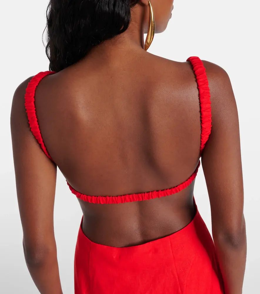 SIR. Primrose ruched linen maxi dress | Thumbnail 6