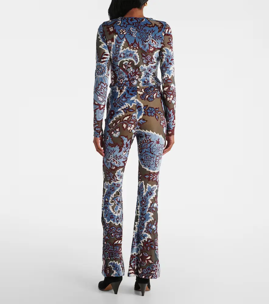 Etro Floral velvet jacquard flared pants | Thumbnail 3