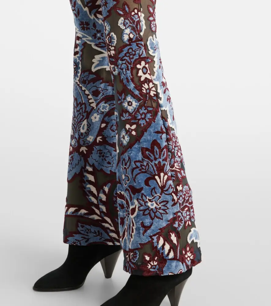 Etro Floral velvet jacquard flared pants | Thumbnail 4