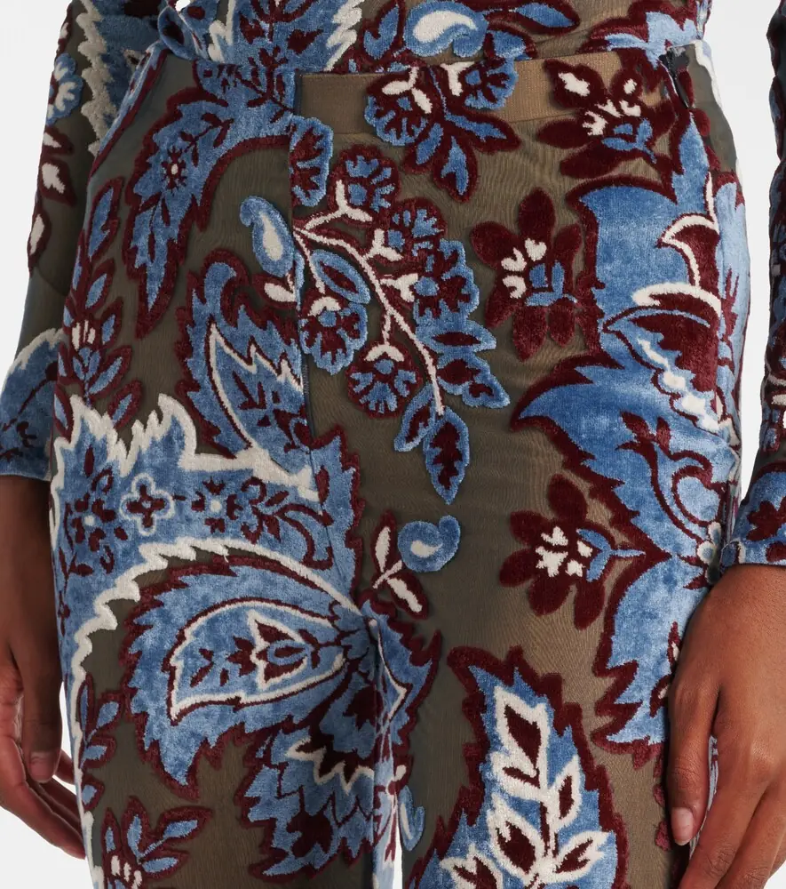 Etro Floral velvet jacquard flared pants | Thumbnail 5