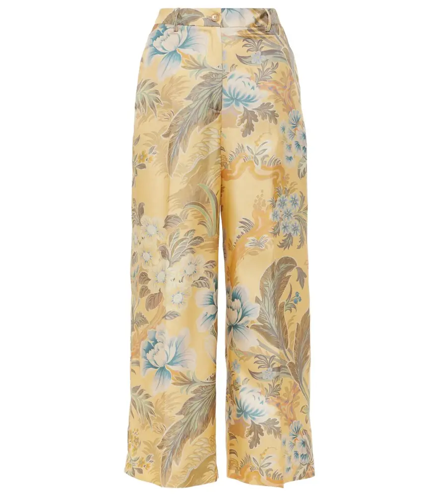Etro Printed silk wide-leg pants