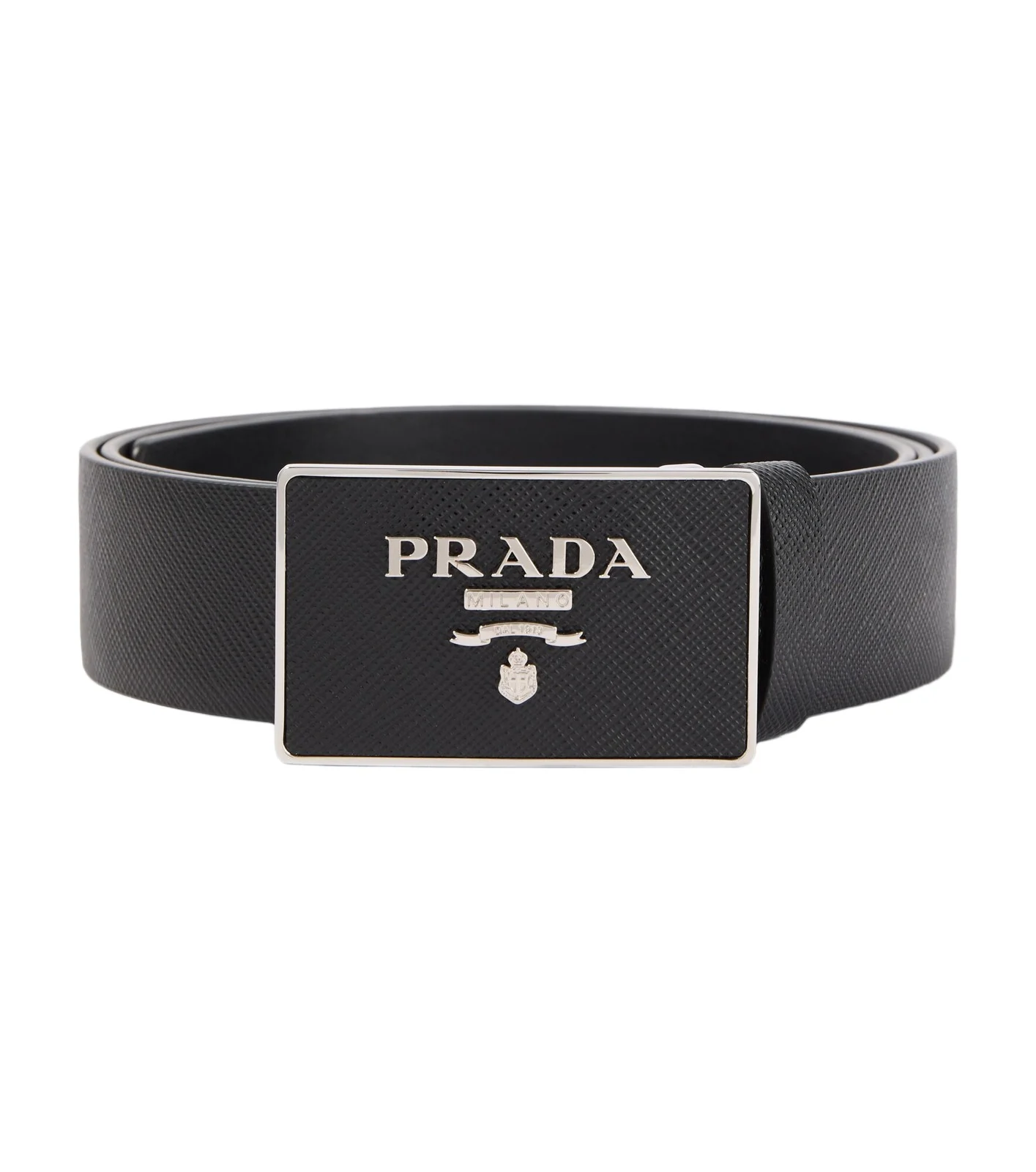 Saffiano leather logo belt