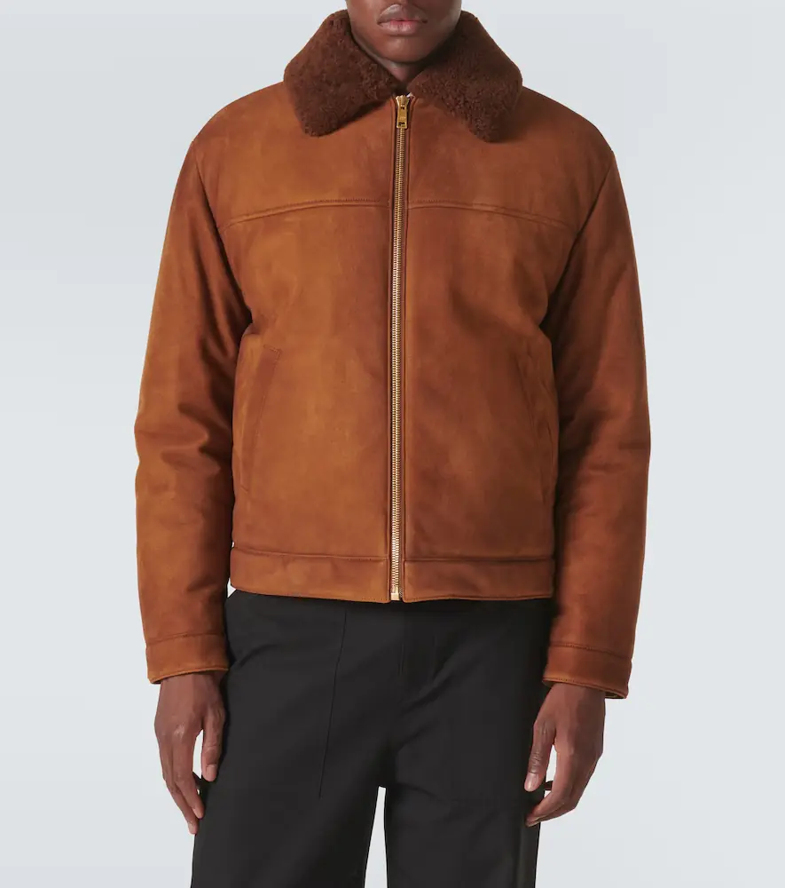 Prada Shearling-trimmed suede jacket | Thumbnail 3
