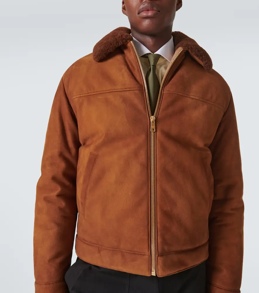 Prada Shearling-trimmed suede jacket | Thumbnail 5