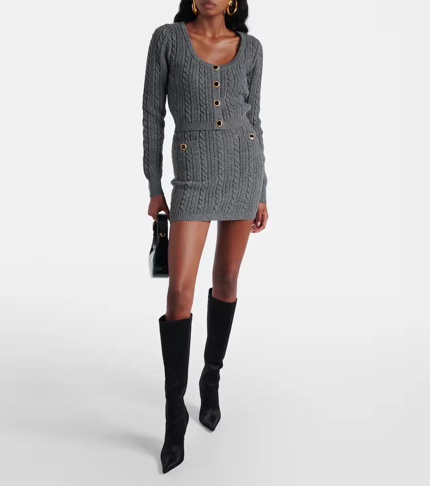 Alessandra Rich Cable-knit wool miniskirt | Thumbnail 2
