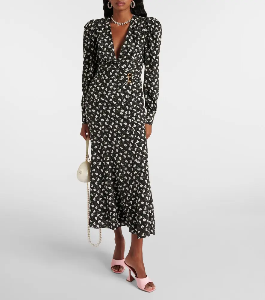 Alessandra Rich Printed silk midi dress | Thumbnail 5