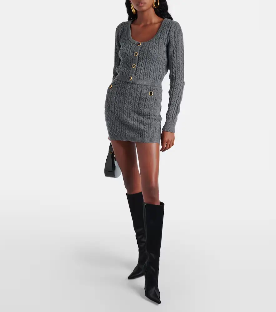Alessandra Rich Cable-knit wool cardigan | Thumbnail 2