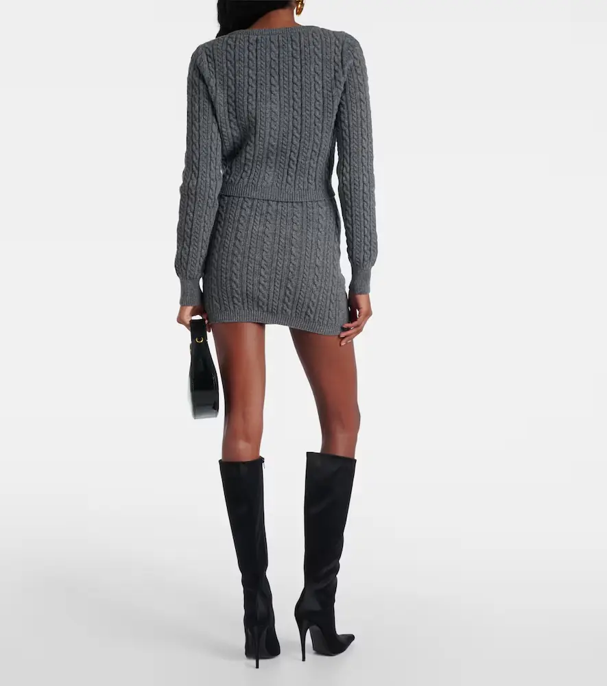 Alessandra Rich Cable-knit wool cardigan | Thumbnail 3