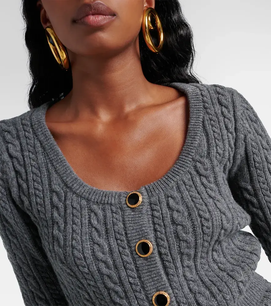 Alessandra Rich Cable-knit wool cardigan | Thumbnail 4
