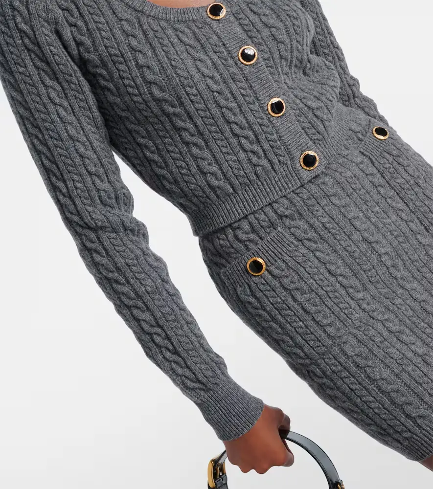 Alessandra Rich Cable-knit wool cardigan | Thumbnail 5