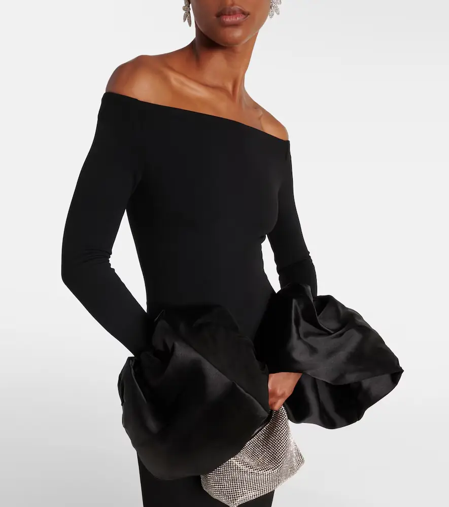 Solace London Talia off-shoulder crêpe gown | Thumbnail 5 Solace London Talia off-shoulder crêpe gown | Thumbnail 5