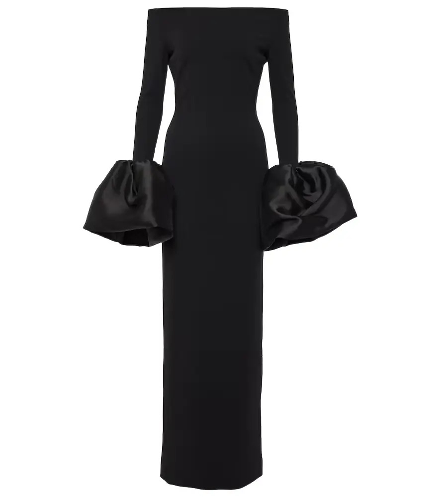 Talia off-shoulder crêpe gown