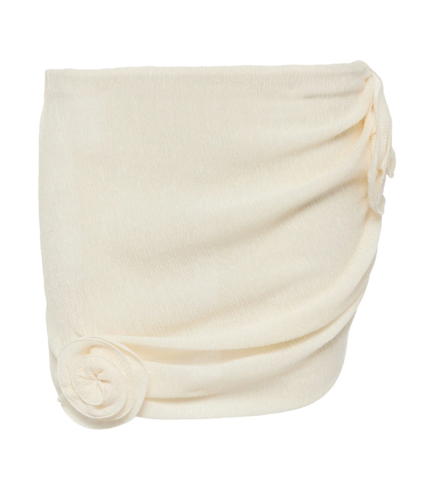 Floral-appliqué crêpe miniskirt